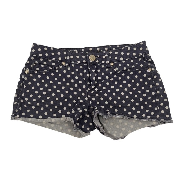 Lauren Conrad Blue Frayed Polka Dot Denim Jean Shorts Size 2 Women's - Picture 1 of 7